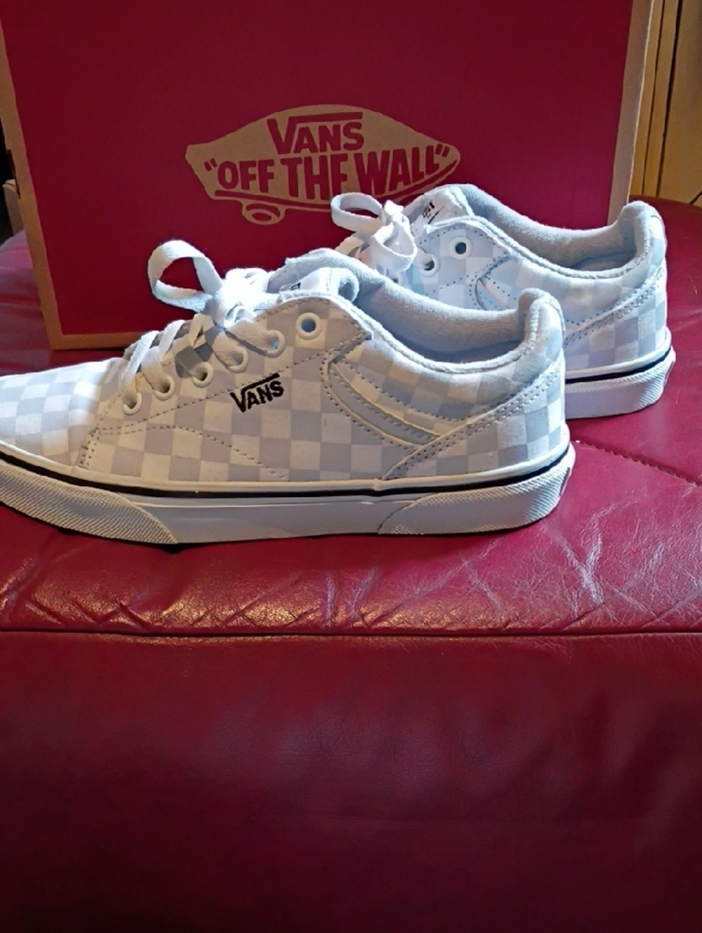 Vans White & Light Gray Checkerboard Low-Top Sneakers